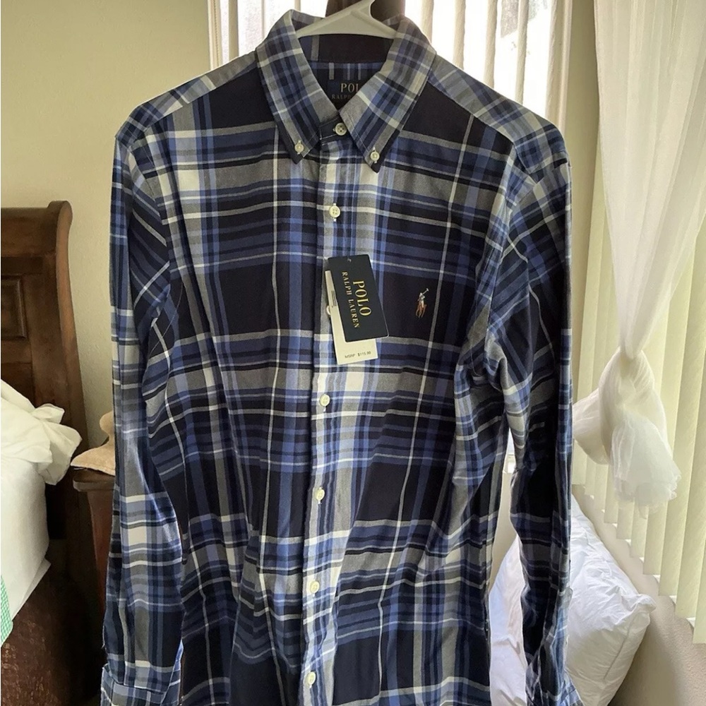 Polo by Ralph Lauren Men's Blue Plaid Shirt